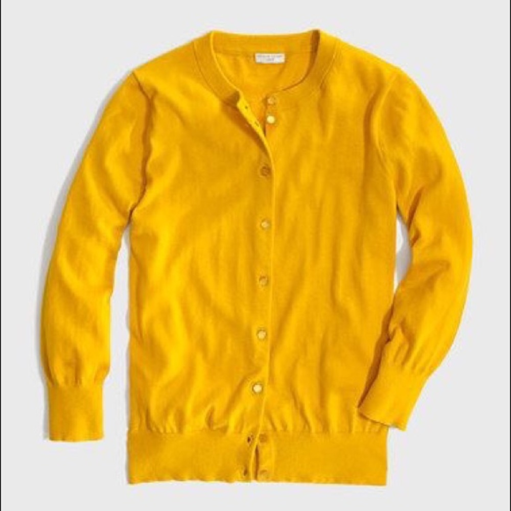J. Crew Clare Cardigan Sweater in mustard yellow